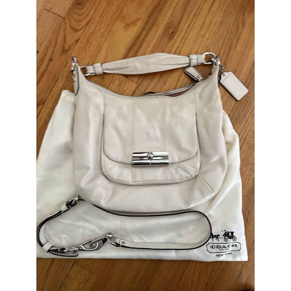 Auth Coach Kristin Leather Hobo 2WAY Shoulder Bag‎ Pink Beige 16808 Dustbag
